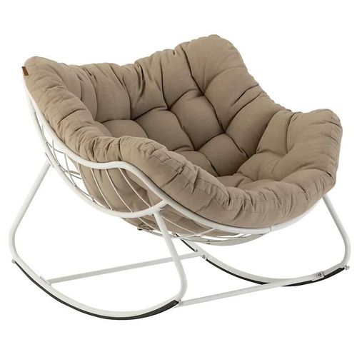 Fauteuil De Jardin Rocking Chair Paopao Acier Et Polyester Beige H.44 Cm