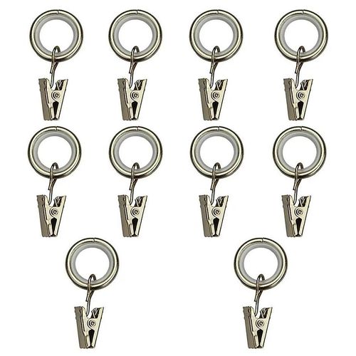 10 anneaux clip pour barre à rideau Nisis GoodHome ¿10mm doré