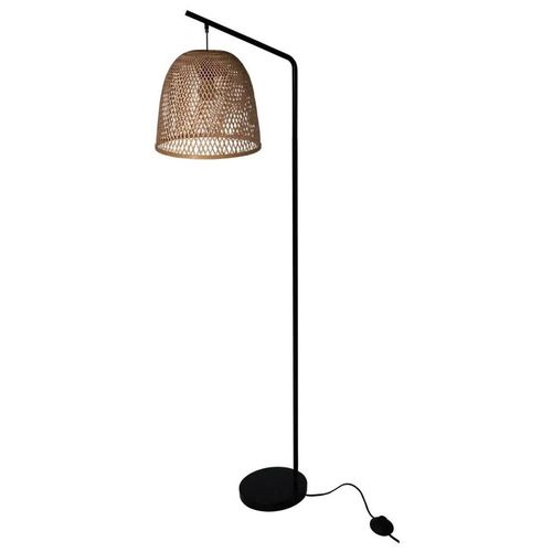 Lampadaire Calume E27 28w Ip20 L.32xh.170xp.48cm Métal Noir Et Fibre Naturelle Goodhome