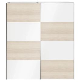 Armoire Penderie Portes Coulissantes Blanches Mates Et Effet Chêne Goodhome Atomia H. 225 X L. 200 X P. 63,5 Cm