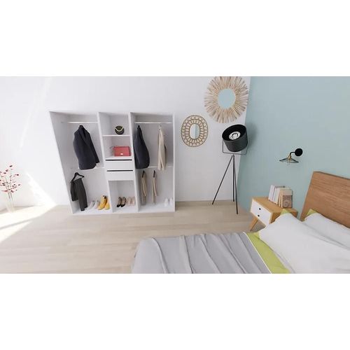 Dressing Blanc 4 Penderies Et 2 Tiroirs Goodhome Atomia H. 187,5 X L. 200 X P. 45 Cm