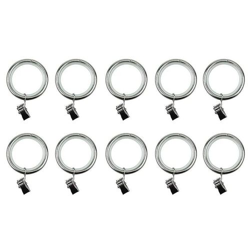 10 anneaux clip pour barre à rideau Olympe GoodHome ¿28 mm gris