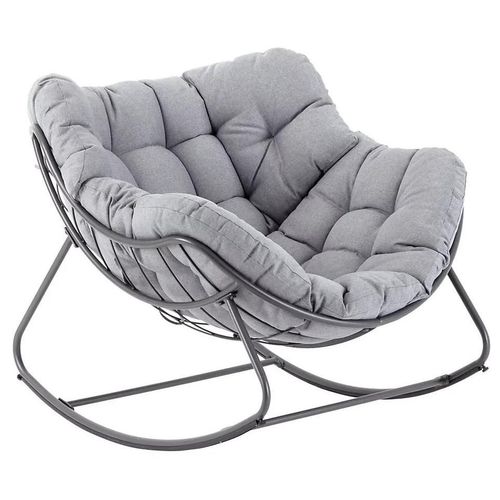 Fauteuil De Jardin Rocking Chair Paopao Acier Et Polyester Gris H.44 Cm