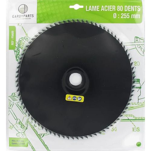 Lame acier 80 dents 25 cm ø25,4 mm pour débroussailleuse