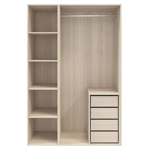 Dressing Effet Chêne 4 Tablettes 4 Tiroirs Goodhome Atomia H. 225 X L. 150 X P. 58 Cm