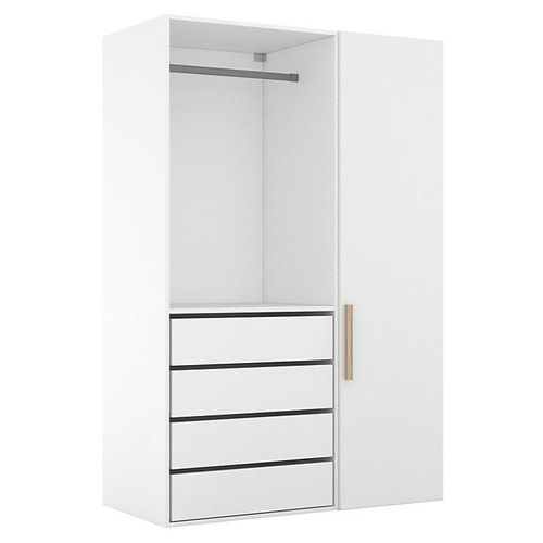 Dressing Blanc Avec Porte 4 Tiroirs Goodhome Atomia H. 187,5 X L. 125 X P. 58 Cm
