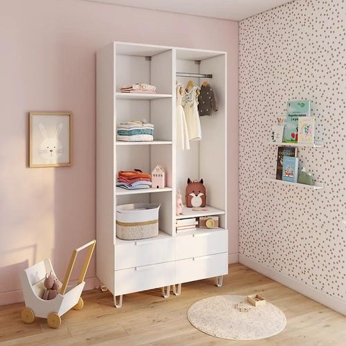 Dressing Blanc Sur Pieds 4 Tiroirs Chambre Enfant Goodhome Atomia H. 198,5 X L. 100 X P. 45 Cm