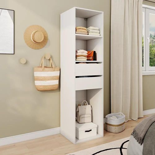 Dressing Blanc 2 Tiroirs Goodhome Atomia H. 187,5 X L. 50 X P. 45 Cm