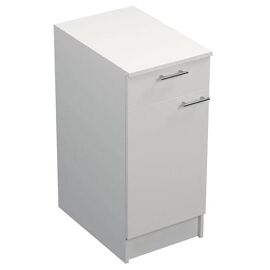 Meuble bas de cuisine 1 porte et 1 tiroir avec plan de travail Primalight blanc mat l. 40 cm x H. 87,9 cm