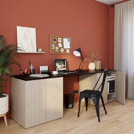 Armoire Basse Effet Chêne 2 Portes Goodhome Atomia H. 75 X L. 75 X P. 58 Cm