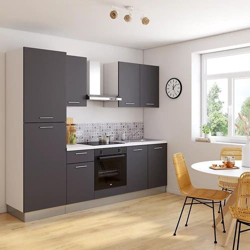 Cuisine Complète Montée All In Sophia Gris L. 255 Cm Avec Électroménager