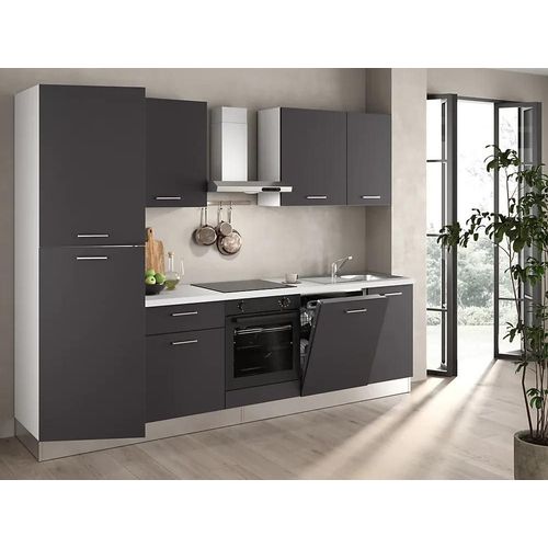 Cuisine Complète Montée All In Sophia Gris Anthracite L. 285 Cm Avec Électroménager