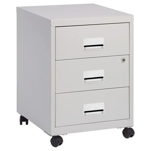 Caisson De Bureau En Métal 3 Tiroirs Avec Roulettes Snor Gris H. 57 Cm X L. 40 Cm