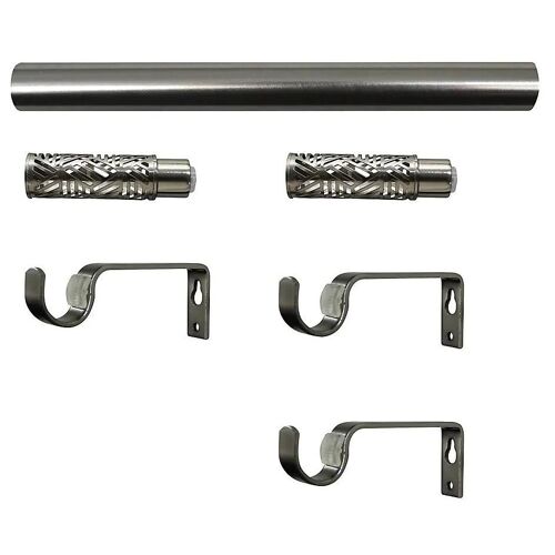 Kit De Tringle À Rideau Extensible Embout Bouchon Athens Goodhome 200/330 Cm, Ø16/19mm Gris