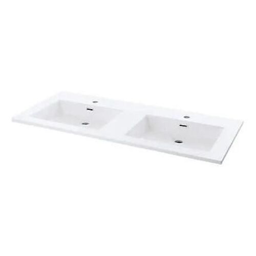 Plan double vasque en résine blanc Pamili 120 cm