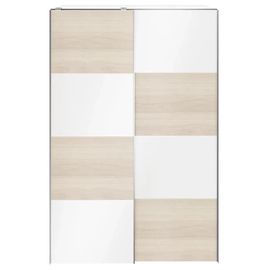 Armoire Penderie Portes Coulissantes Blanches Brillantes Et Effet Chêne Goodhome Atomia H. 225 X L. 150 X P. 63,5 Cm