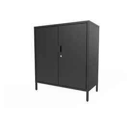 Armoire Basse En Métal Noir Goodhome Rand H. 90 X L. 80 X P. 40 Cm