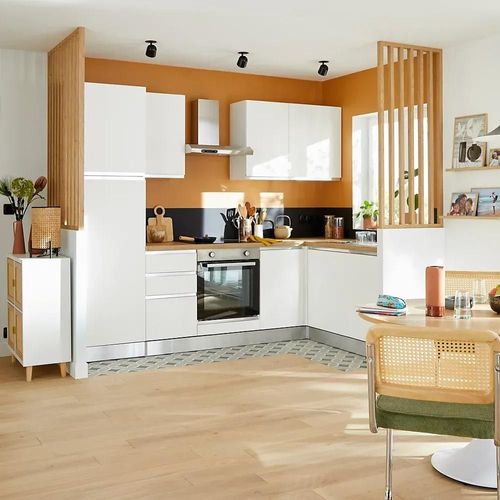 Cuisine Complète Montée All In Mimosa Blanc L. 375 Cm Avec Électroménager