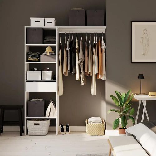 Kit Dressing 1 Colonne Réversible Avec Tiroir Coloris Blanc Nyssa H. 200 X L. 150 X P. 45 Cm