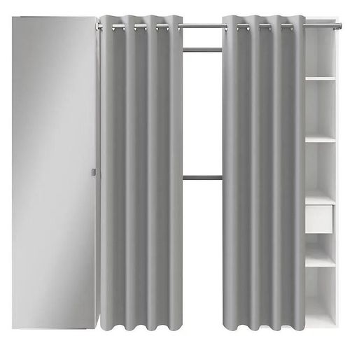 Dressing Avec Rideau Et Porte Miroir Blanc Goodhome Atomia H. 187,5 X L. 200 X P. 45 Cm