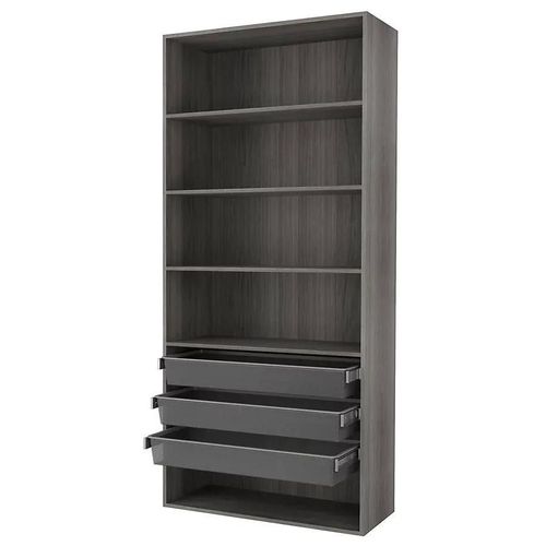 Dressing Ouvert Tablettes Et Tiroirs Effet Chêne Grisé Goodhome Atomia H. 225 X L. 100 X P. 45 Cm