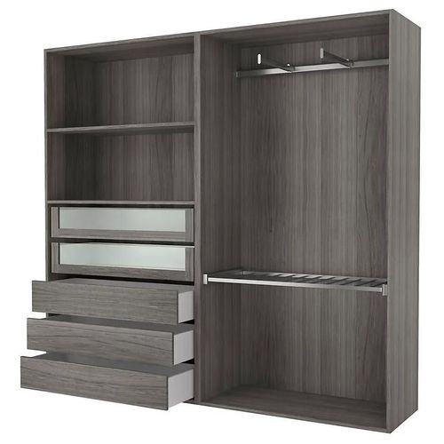 Dressing Ouvert Effet Chêne Grisé Goodhome Atomia H. 187,5 X L. 200 X P. 45 Cm