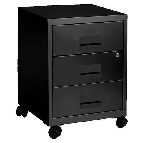 Caisson De Bureau En Métal 3 Tiroirs Avec Roulettes Snor Noir H. 57 Cm X L. 40 Cm
