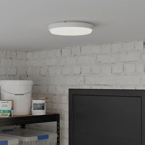 Hublot À Détection Almagro Led Intégrée Blanc Neutre Ip44 900lm 14w ¿28xl.6cm Blanc Goodhome