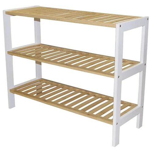 Range chaussures bois et blanc 9 paires