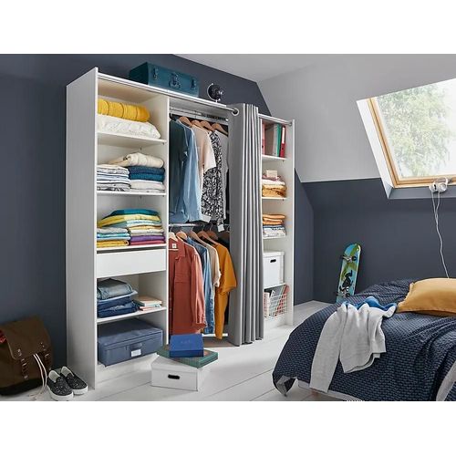 Kit dressing 2 colonnes réversibles avec rideau Eklips II coloris blanc H. 200 x L. 200 x P. 48 cm