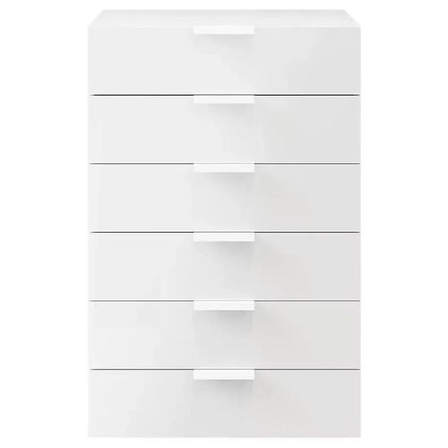 Commode Blanche 6 Tiroirs Goodhome Atomia H. 112,5 X L. 75 X P. 45 Cm