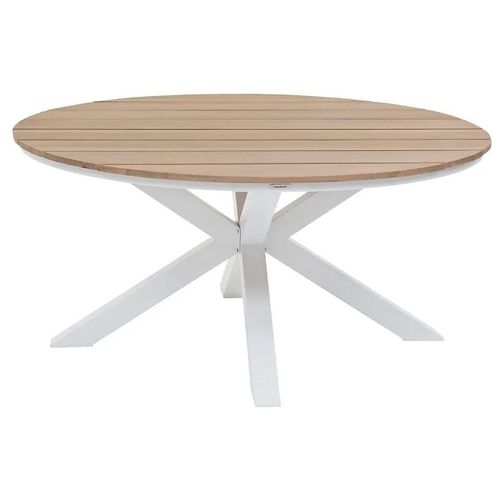 Table De Jardin Oriengo Bois D'acacia Blanc Ø111,5 X H.75,5 Cm