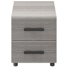 Table De Chevet Sur Pieds Effet Chêne Grisé 2 Tiroirs Goodhome Atomia H. 42,5 X L. 37,5 X P. 45 Cm