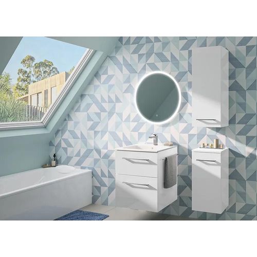 Ensemble Meuble Sous Vasque L.55 Cm Blanc + Vasque Céramique Selva Geberit