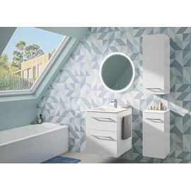 Ensemble Meuble Sous Vasque L.55 Cm Blanc + Vasque Céramique Selva Geberit