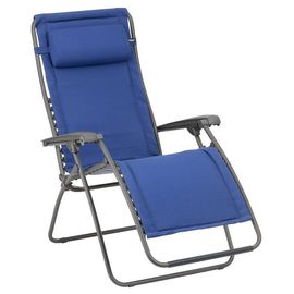 Bain De Soleil Lightcomfort Lafuma Acier Et Polyester Bleu Denim L.67cm X H.115cm