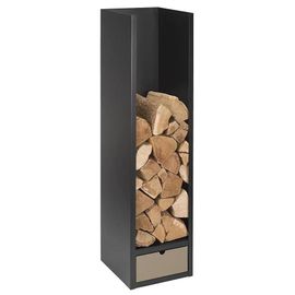 Rangement À Bûches En Acier Dixneuf Edgar Noir Avec Tiroir