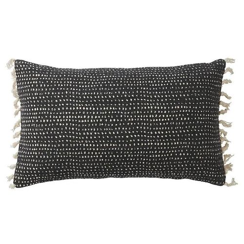 Coussin À Rayures Tissées Blooma Denia Noir Et Blanc 30 X 50 Cm