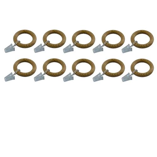 10 anneaux clip pour barre à rideau Symi GoodHome ¿28 mm naturel