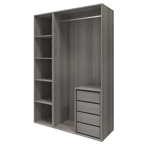 Dressing Effet Chêne Grisé 4 Tablettes 4 Tiroirs Goodhome Atomia H. 225 X L. 150 X P. 58 Cm