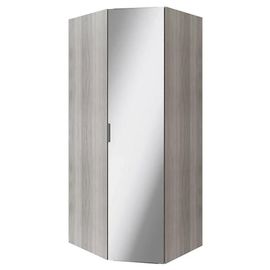 Armoire Penderie D'angle Effet Chêne Grisé Avec Porte Battante Miroir Goodhome Atomia H. 225 X L. 100 X P. 89 Cm