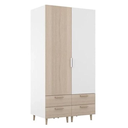 Armoire penderie bicolore 4 tiroirs chambre enfant GoodHome Atomia H. 187,5 x L. 100 x P. 58 cm