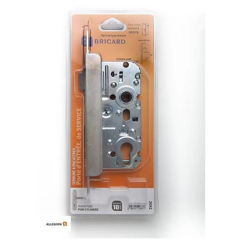 Serrure à mortaiser pêne Bricard axe 55 mm droite, sans cylindre