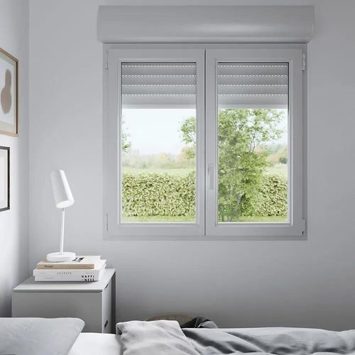 Fenêtre PVC 1 vantail oscillo-battant + volet roulant électrique GoodHome blanc - l.80 x h.95 cm, tirant gauche