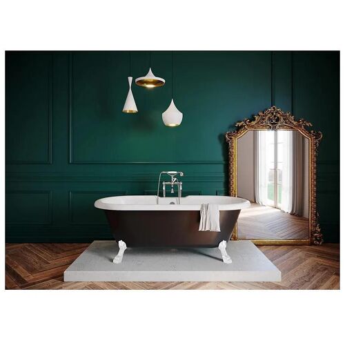 Baignoire îlot 170 x 80 cm noire + 4 pieds blancs, GoodHome Emba