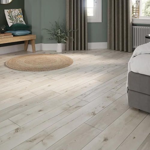 Sol stratifié clipsable Bexhill chêne blanc 8 mm