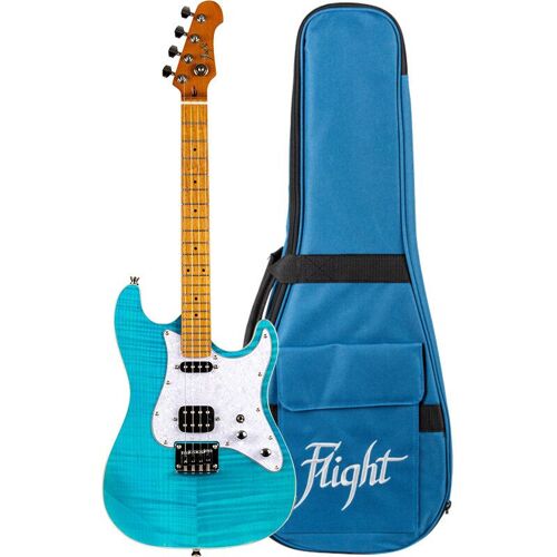 Flight Rock Series Pathfinder Baritone Ocean Blue Ukulélé Électrique Solid Body Avec Housse