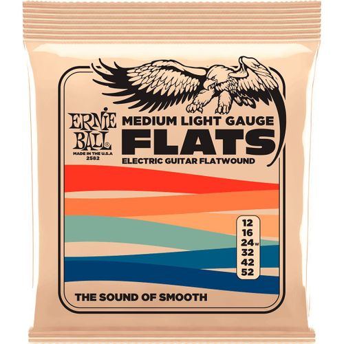 Ernie Ball 2582 - Jeu De Cordes ?Lectrique Flatwound Medium Light - 12-52