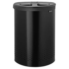 Panier à linge 2 compartiments 55L, plastique noir mat, Brabantia Selector