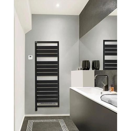 Sèche-serviettes électrique à inertie fluide Acova Astrakan + Air noir 750W + soufflerie 1000W